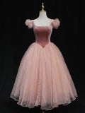 Pink tulle short prom dress, pink tulle homecoming dress