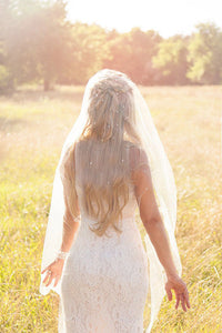 Chic Tulle With Pearls Short Wedding Veils V31