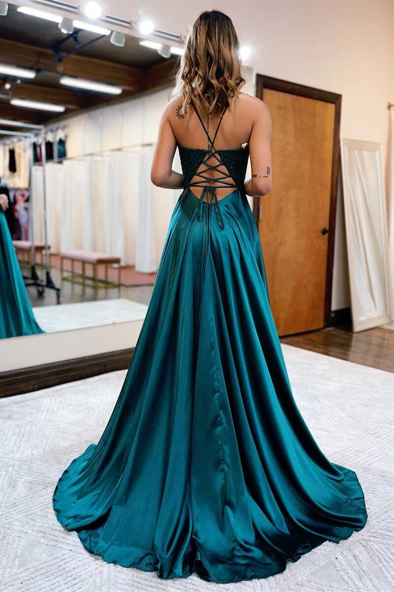 Turquoise Prom Formal Dresses Teal Long Dark Green Mermaid Sleeveless Prom Dresses Long Slit Online Turquoise Prom Formal Dresses Teal Long Dark Green Mermaid Sleeveless Prom Dresses Long Slit Online