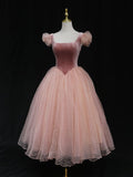 Pink tulle short prom dress, pink tulle homecoming dress