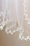 Charming Tulle With Leaf Ribbon Wedding Veils V33