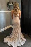 Blush Pink Sequins Mermaid Straps Long Prom Dress DR16305