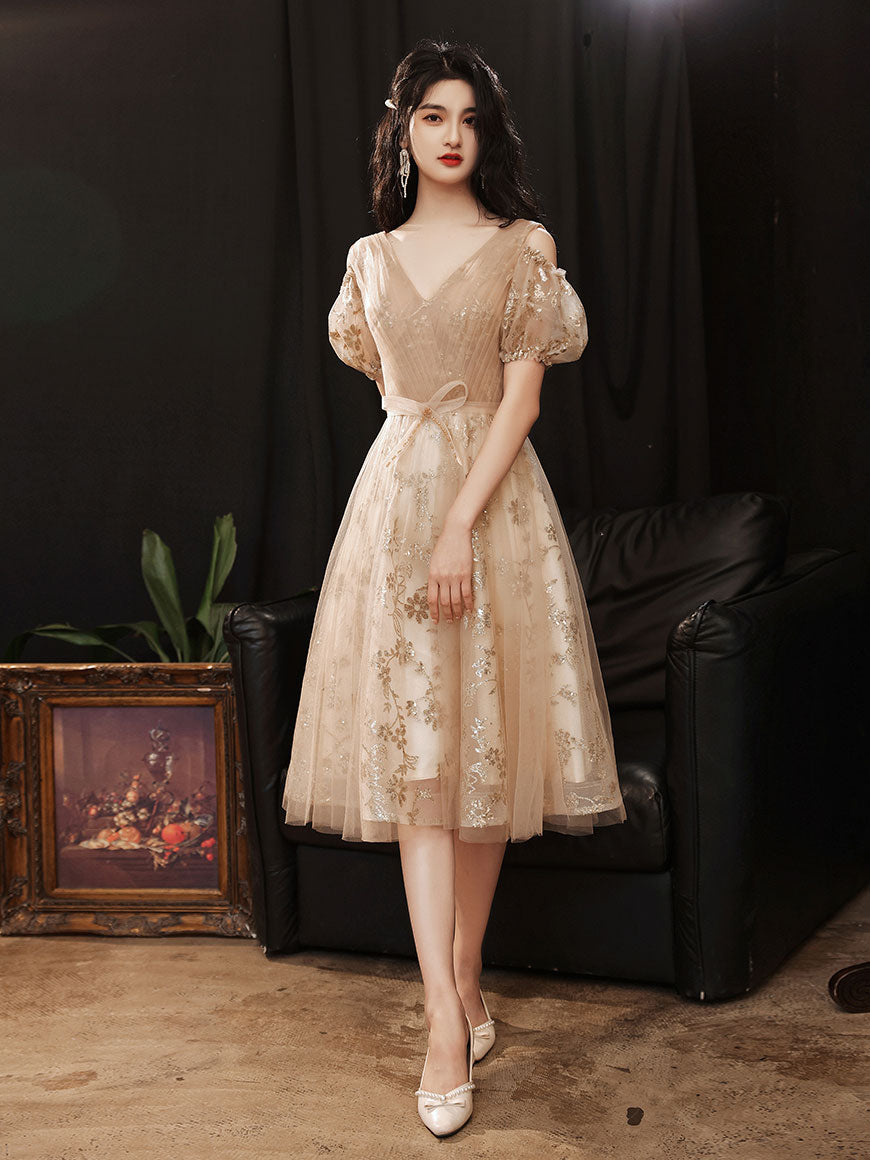 beige short formal dress Beige Simple Short Freshman Homecoming Dress Beige Prom Dress