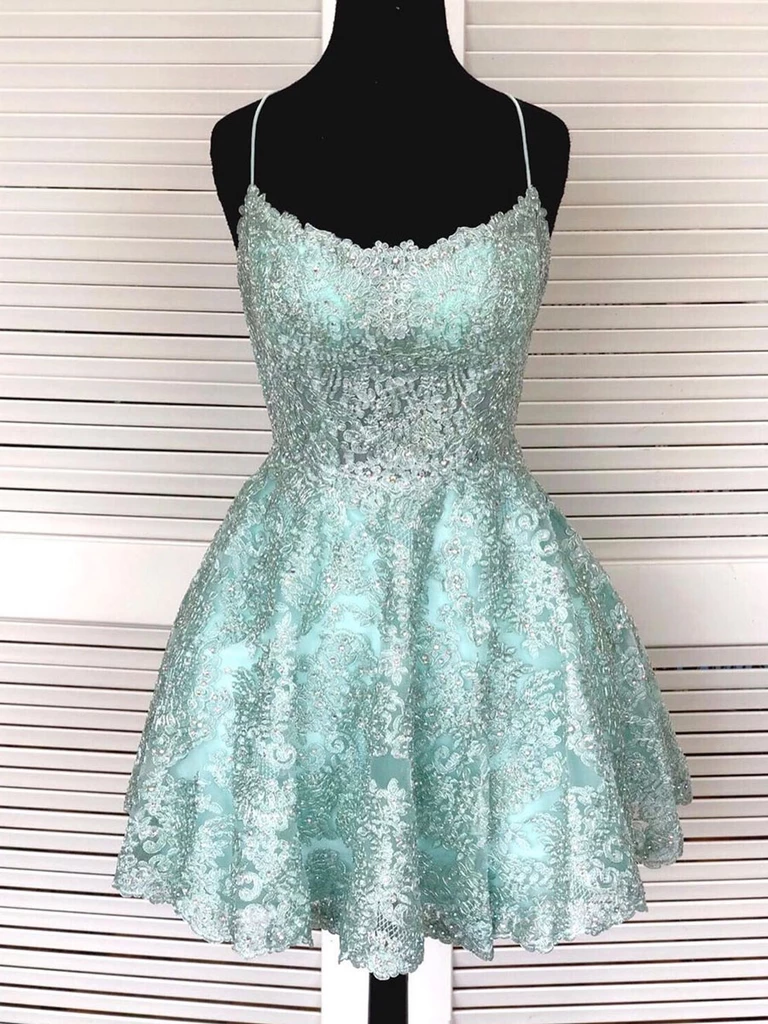 A-Line Light Blue Lace Cute Homecoming Dress Short Prom Dress #MHL083 SELINADRESS A-Line Light Blue Lace Cute Homecoming Dress Short Prom Dress #MHL083 SELINADRESS