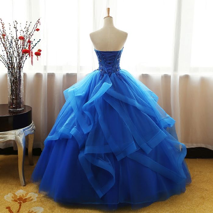 Chic Ball Gowns Royal Blue Strapless Modest Long Prom Dress Evening Dr SELINADRESS Chic Ball Gowns Royal Blue Strapless Modest Long Prom Dress Evening Dr SELINADRESS