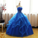 Chic Ball Gowns Royal Blue Strapless Modest Long Prom Dress Evening Dress SED408
