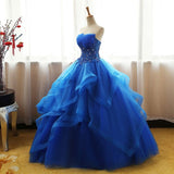 Chic Ball Gowns Royal Blue Strapless Modest Long Prom Dress Evening Dress SED408