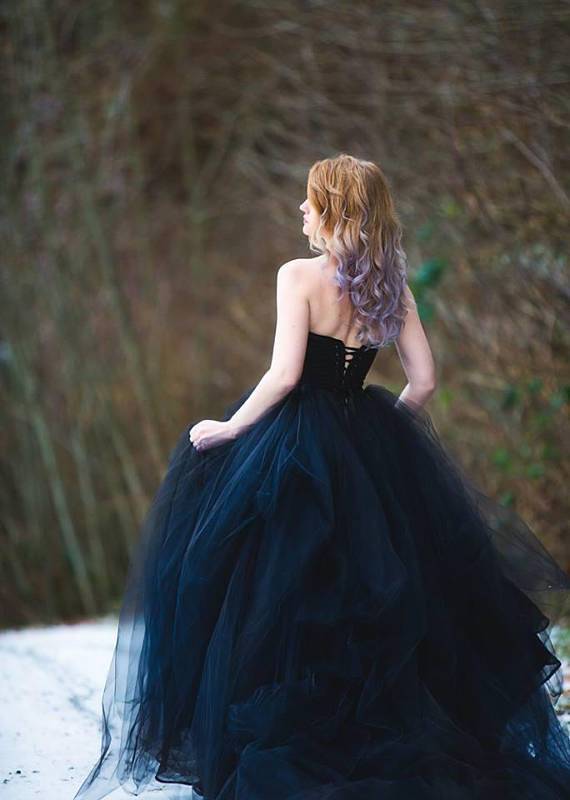 Chic Black Wedding Dresses A-line Long Simple Country Wedding Dress SE SELINADRESS Chic Black Wedding Dresses A-line Long Simple Country Wedding Dress SE SELINADRESS
