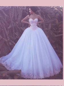 A-line Sweetheart Lace Prom Dresses Tulle Ivory Long Evening Dress Wedding Dress SED313
