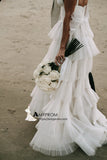 V neck Beach Wedding Dresses Rustic Beach Wedding Dresses SEW017