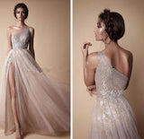 A-line Prom Dresses Scoop Floor-length Tulle Prom Dress Evening Dresses ASSD022