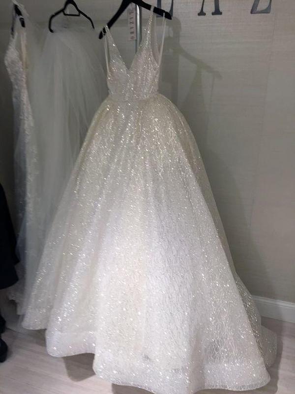 A-line V neck White Long Prom Dress Sparkly Evening Dresses SED410 A-line V neck White Long Prom Dress Sparkly Evening Dresses SED410