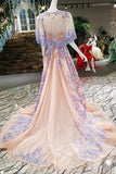 Chic A line Prom Dresses V neck Half Sleeve Long Prom Dress Evening Dresses SED461|Selinadress