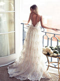 A-line Prom Dresses Spaghetti Straps Elegant Lace Long Prom Dress Evening Dresses SED463|Selinadress