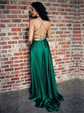 Simple Prom Dresses A-line Spaghetti Straps Hunter Cheap Prom Dress/Evening Dress SED398
