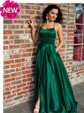 Simple Prom Dresses A-line Spaghetti Straps Hunter Cheap Prom Dress/Evening Dress SED398