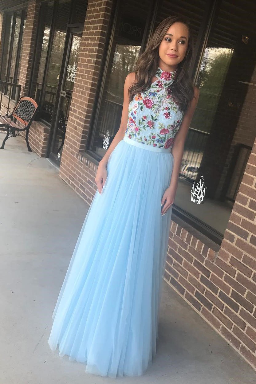 A-line Prom Dresses High Neck Floral Lace Cheap Prom Dress/Evening Dre SELINADRESS A-line Prom Dresses High Neck Floral Lace Cheap Prom Dress/Evening Dre SELINADRESS