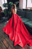 Sweep/Brush Train Prom Dresses A-line Red Simple Cheap Long Prom Dress/Evening Dress SED504|Selinadress