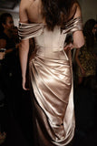 Chic Prom Dress Sheath/Column Off-the-shoulder Elegant Long Prom Dresses/Evening Dress SED481|Selinadress