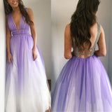 Prom Dress A-line Straps Ombre Sleeveless Elegant Long Prom Dresses/Evening Dress SED488|Selinadress
