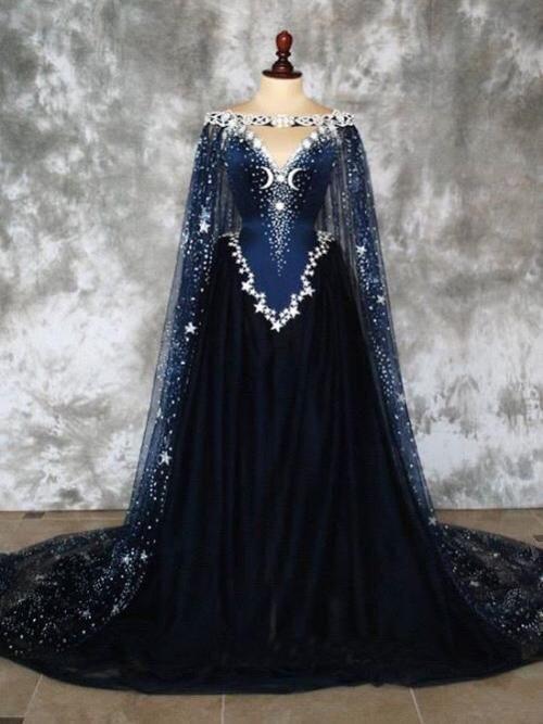 Dark Blue Prom Dresses A-line Sweep Train Chic Prom Dress Sparkly Modest Evening Dress SED489|Selinadress