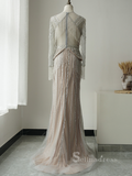 Sheath/Column Scoop Beaded Long Prom Dress luxurious Evening Gowns ASB001|Selinadress