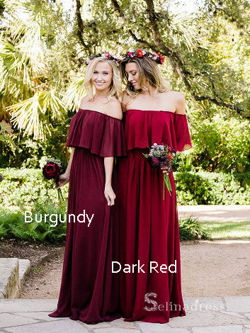 A-line Off-Shoulder Long Bridesmaid Dress Chiffon Cheap Bridesmaid Dre SELINADRESS A-line Off-Shoulder Long Bridesmaid Dress Chiffon Cheap Bridesmaid Dre SELINADRESS