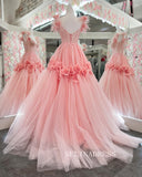 Blush Pink Spring Prom Dress A-line 3D Feather Lace Long Prom Dress Formal Gowns JKSS020|Selinadress
