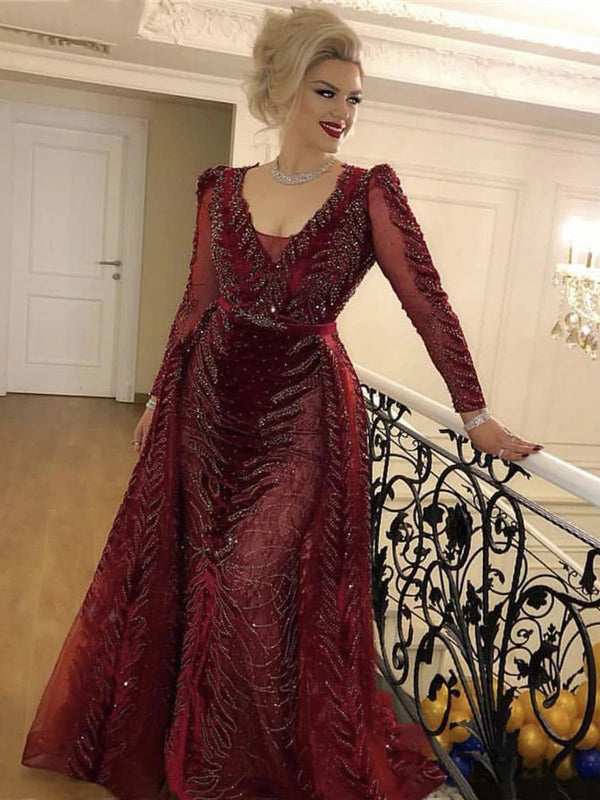 Burgundy Velvet Plus Size Long Prom Dress Luxury Evening Formal Gown S SELINADRESS Burgundy Velvet Plus Size Long Prom Dress Luxury Evening Formal Gown S SELINADRESS