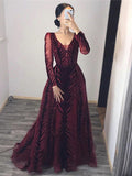 Burgundy Velvet Plus Size Long Prom Dress Luxury Evening Formal Gown SC043