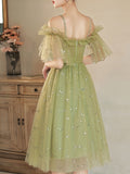 Simple green sweetheart neck tulle short prom dress green homecoming dress