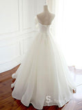 Chic A-line Starpless White Wedding Dresses WIth Big Bow Bridal Gowns CBD412|Selinadress