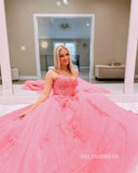 Chic A-line Spaghetti Straps Lace Pink Long Prom Dress Elegant Evening Dress #LOP811