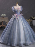 Chic Scoop Neck Prom Dress With Puff Sleeve Princess Dress Evening Dress #QWE048|Selinadress