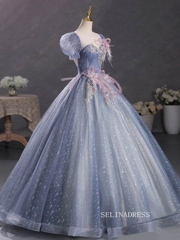 Chic Scoop Neck Prom Dress With Puff Sleeve Princess Dress Evening Dre SELINADRESS Chic Scoop Neck Prom Dress With Puff Sleeve Princess Dress Evening Dre SELINADRESS