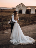 Chic A-line Sweetheart Tull Beading Amazing Rustic Wedding Dress SEW056|Selinadress