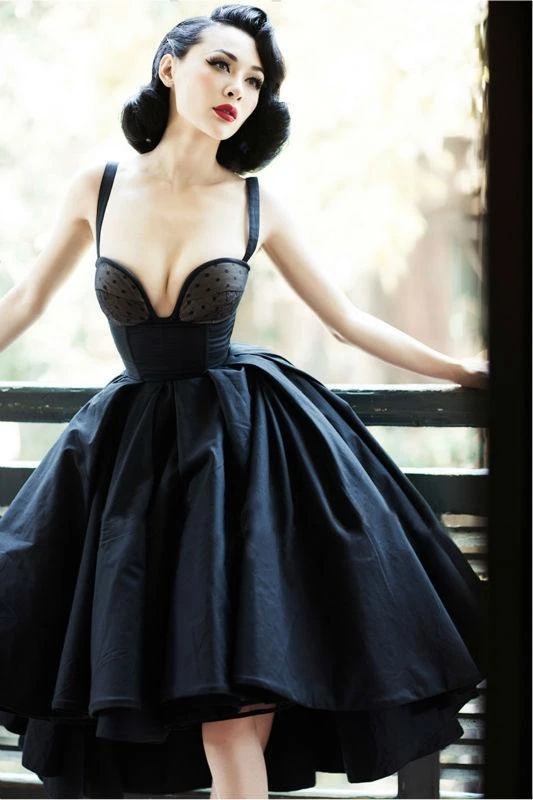 Chic Black Cheap Prom Dress Vintage Asymmetrical Prom Dress #SEDP152 SELINADRESS Chic Black Cheap Prom Dress Vintage Asymmetrical Prom Dress #SEDP152 SELINADRESS