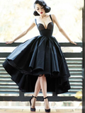 Chic Black Cheap Prom Dress Vintage Asymmetrical Prom Dress #SEDP152
