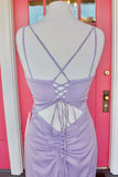 Tie Back Cowl Neck Lilac Long Prom Dress ASSD001