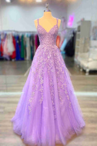Gorgeous Lavender A-Line Long Formal Dress with Appliques ASSD007|Selinadress