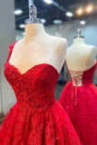 Elegant One Shulder Red Appliques Long Formal Dress ASSD005