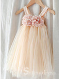 Pink Floral Princess Cute Flower Girl Dresses GRS023