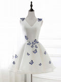 2022 Homecoming Dress Chic Butterfly Ivory Organza Short Prom Dress Party Dress JK241