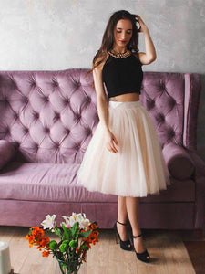 Two Piece Black Homecoming Dress Sexy Halter Tulle Short Prom Dress Party Dress JK397