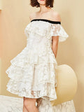 Chic Homecoming Dresses Off-the-shoulder A-line Short Prom Dress Lace Party Dress JK574
