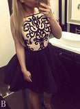 Black Homecoming Dresses Lace Aline Short Prom Dress Mini Party Dress JK577
