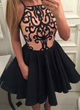 Black Homecoming Dresses Lace Aline Short Prom Dress Mini Party Dress JK577