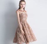 Chic Homecoming Dresses Knee-length A-line Lace Short Prom Dress Party Dress JK578