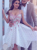 Lace Beautiful Homecoming Dresses Spaghetti Straps Short Prom Dress Party Dress JK691