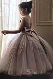 Lovely Cute Mauve Flower Girl Dresses with Bow on the Back GRS024